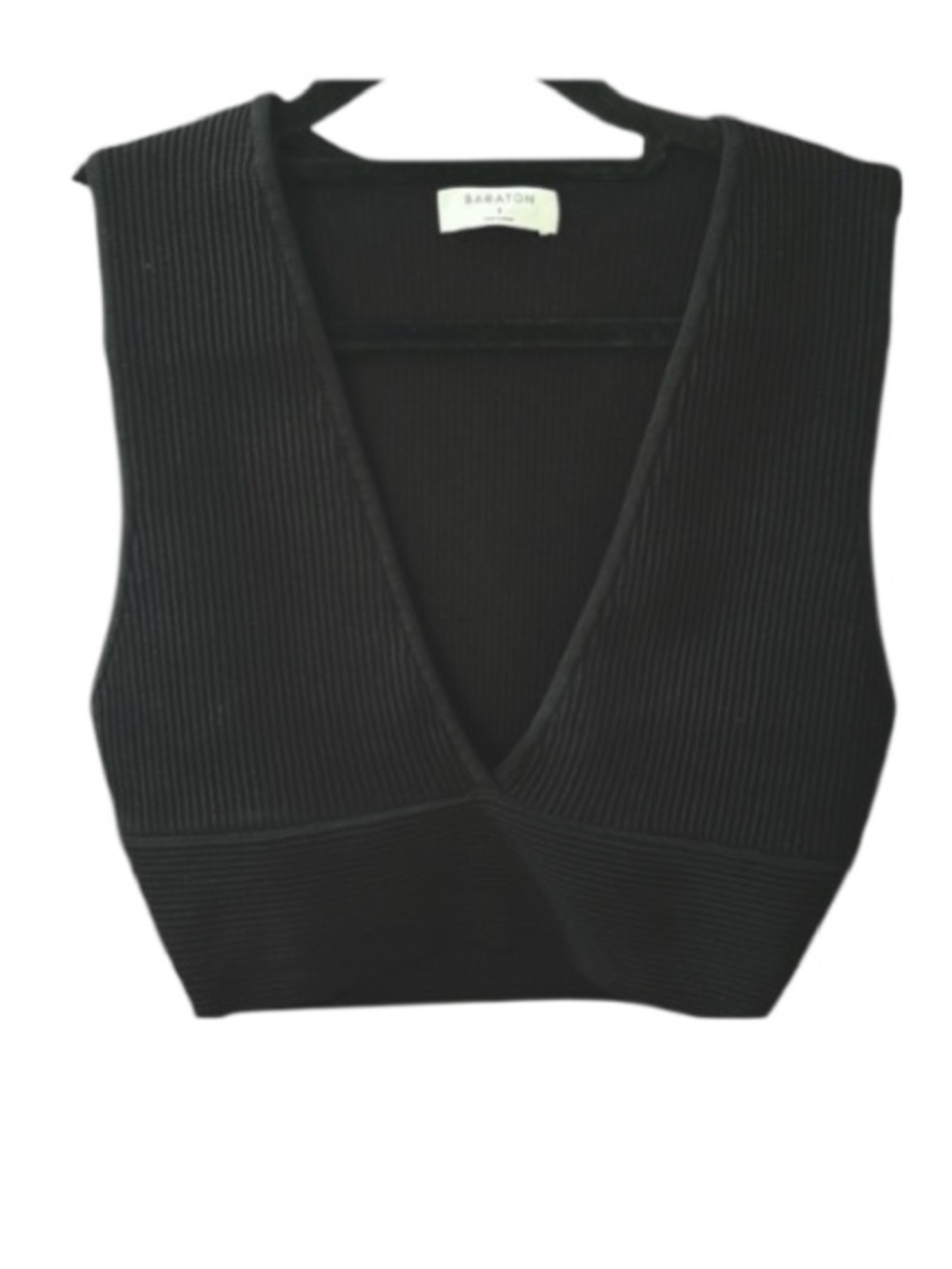 Aritzia Babaton Sculpt Ribbed Deep-V Super Stretchy Crop Top NEW